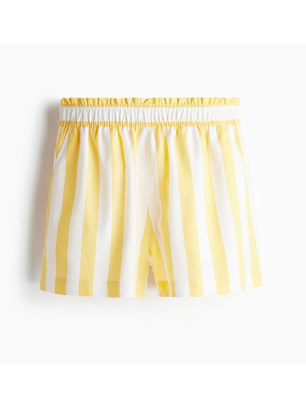 H&M Linen Rayon Blend Striped Pull On Shorts Yellow White Small Coastal Preppy - Picture 1 of 7